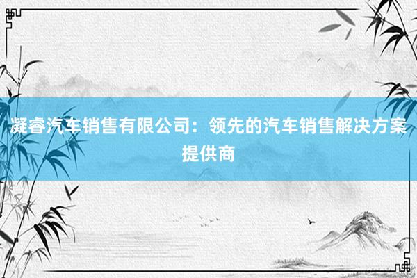 凝睿汽车销售有限公司：领先的汽车销售解决方案提供商